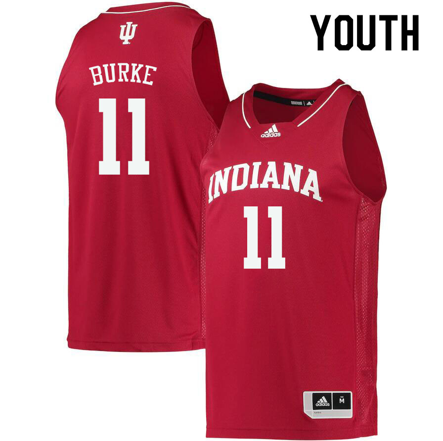Youth #11 Shaan Burke Indiana Hoosiers College Basketball Jerseys Sale-Crimson